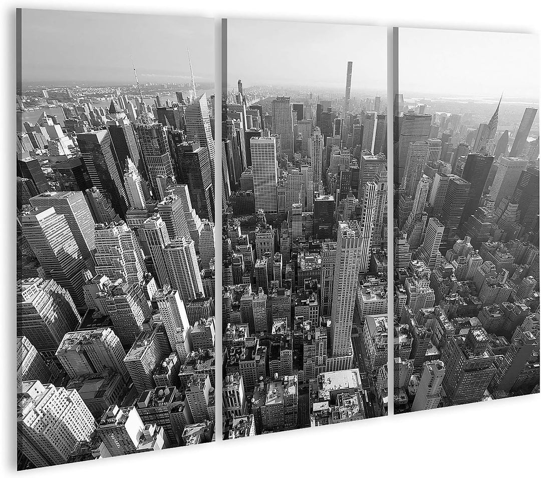 islandburner Bild auf Leinwand New York City Manhattan Skyline Schwarz Weiss Luftbild Bilder Wandbil