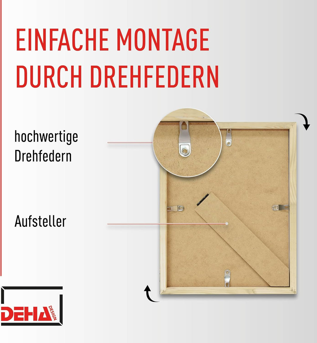 DEHA Design Bilderrahmen Fontana, 40x50 cm, Holz Schwarz, bruchsicheres Acrylglas, für Poster und Bi