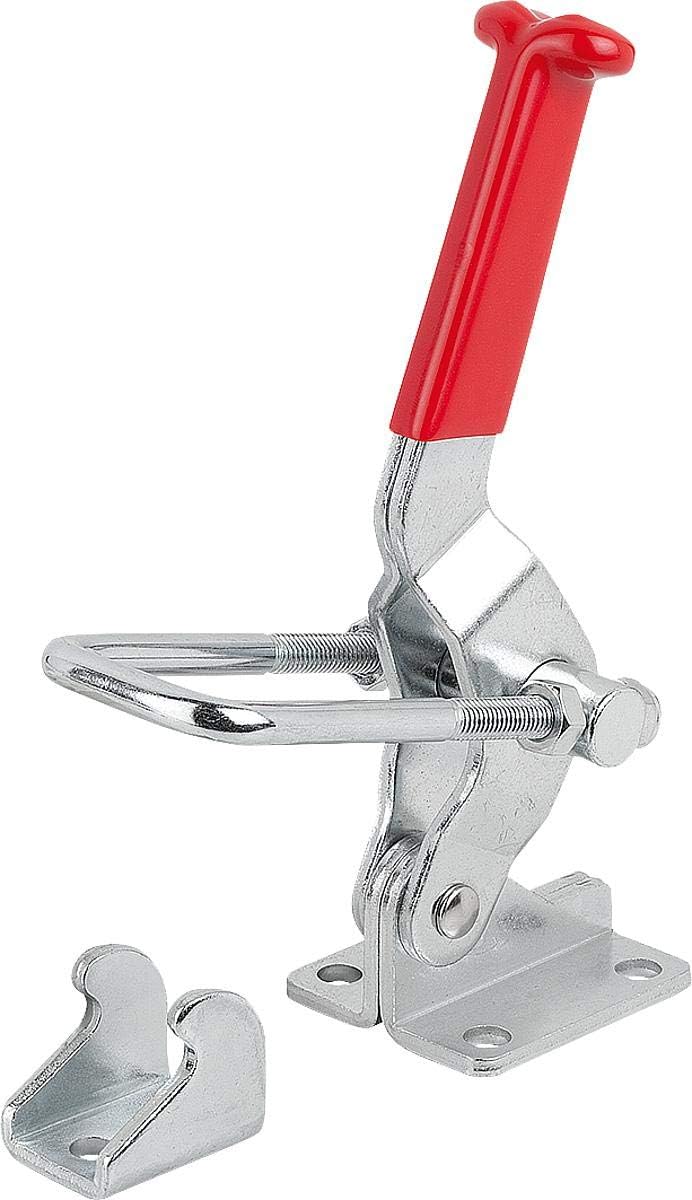 KIPP - Bedienteile Normelemente Bügelspanner K1261 aus Stahl, horizontal mit Gegenhalter, Fuss waagr