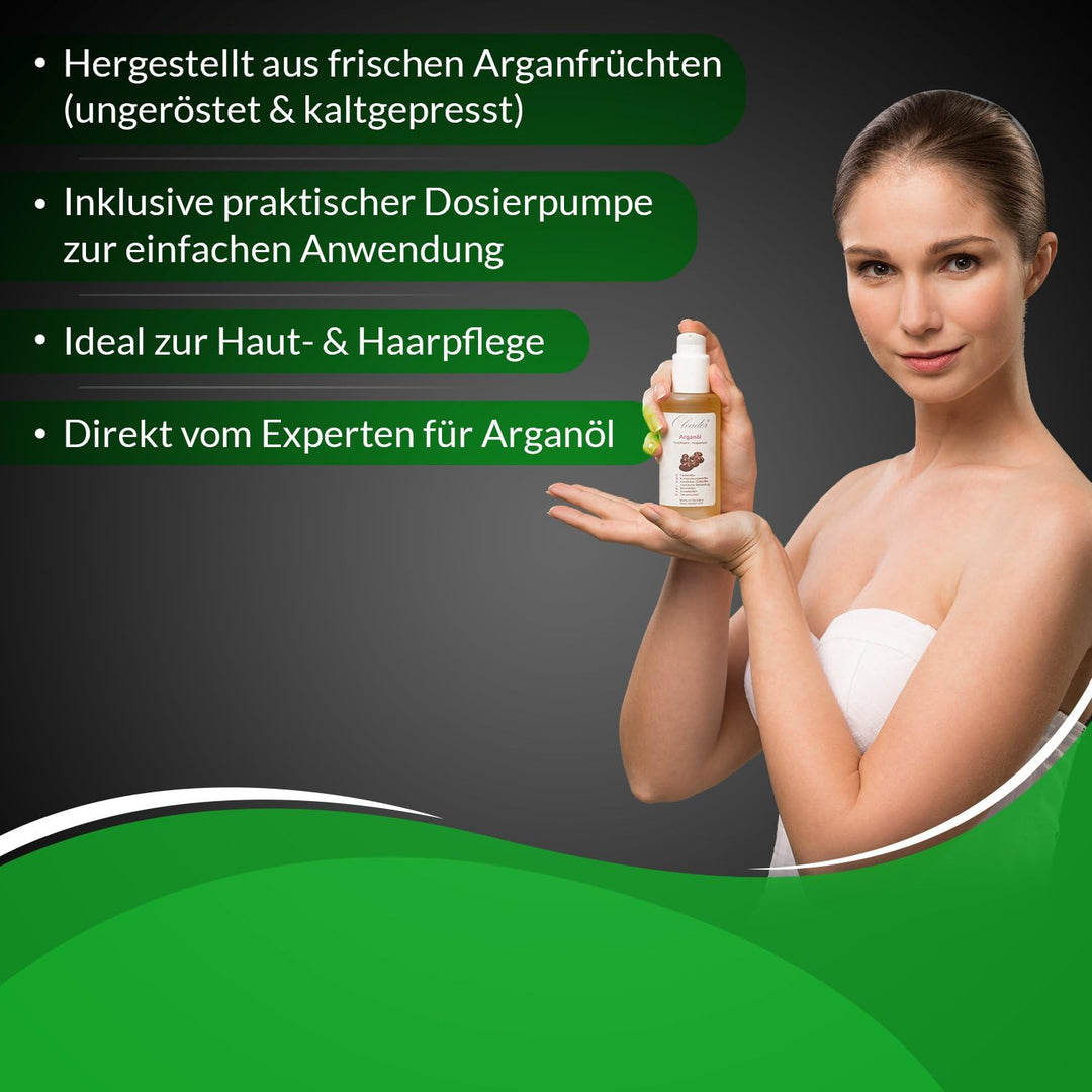 Arganöl 100 ml zur Pflege von Haut und Haare | naturbelassen, ungeröstet & kaltgepresst | tierversuc