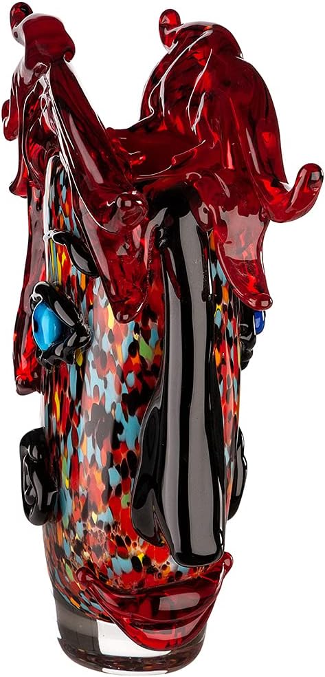 GILDE GLAS art Deko Vase - Gesichtvase - Moderne Deko - Designvase - H 30 cm Höhe 30,5 cm Rot, Höhe