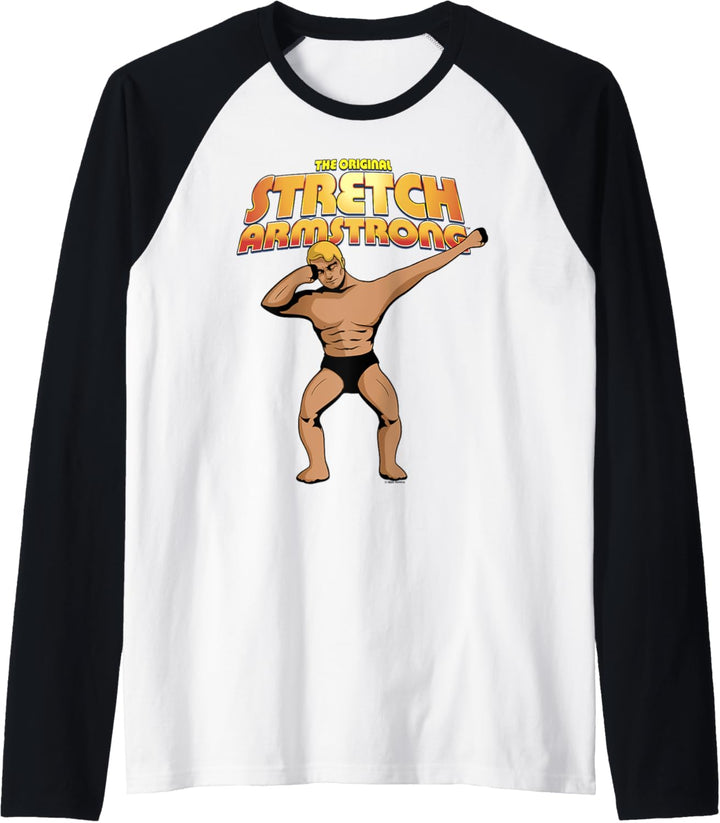 Stretch Armstrong Vintage Retro Superhero Dabbing Portrait Raglan