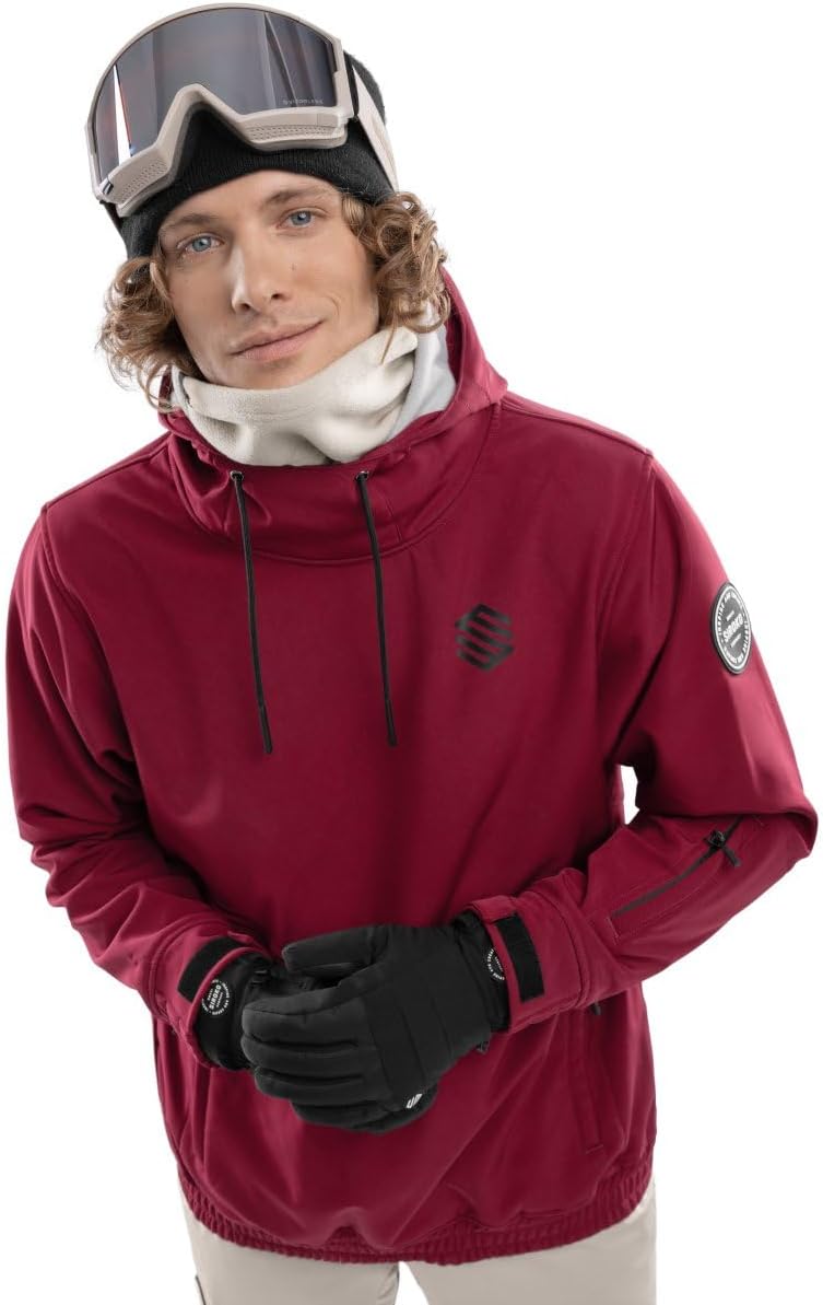 SIROKO W1 Ski- & Snowboardjacke Herren Wasserdicht Wärmeschutz Fronttasche Wintersport S Bordeauxrot