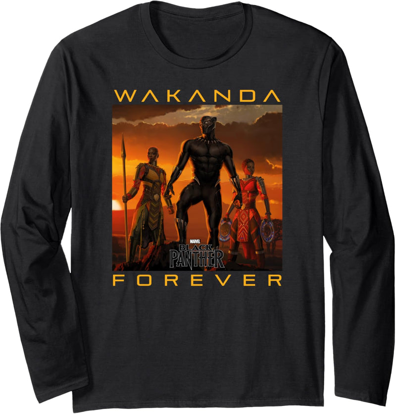Marvel Black Panther Wakanda Forever Poster Langarmshirt