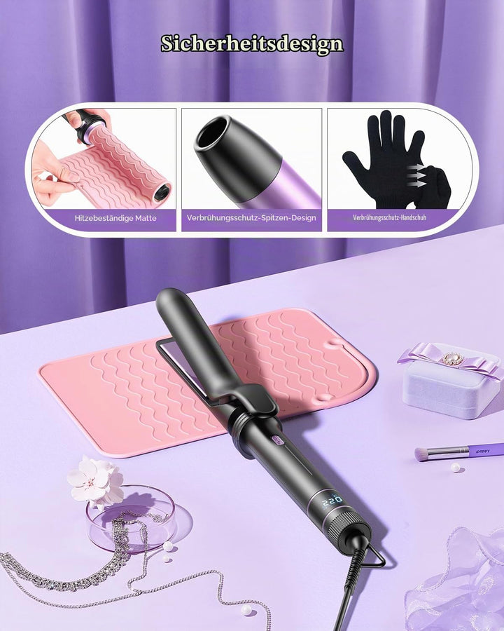 BESTOPE PRO Lockenstab, 5 in 1 Lockenstäbe Set mit Glätteisen, Thermobürste, 3 Keramische Lockeneise