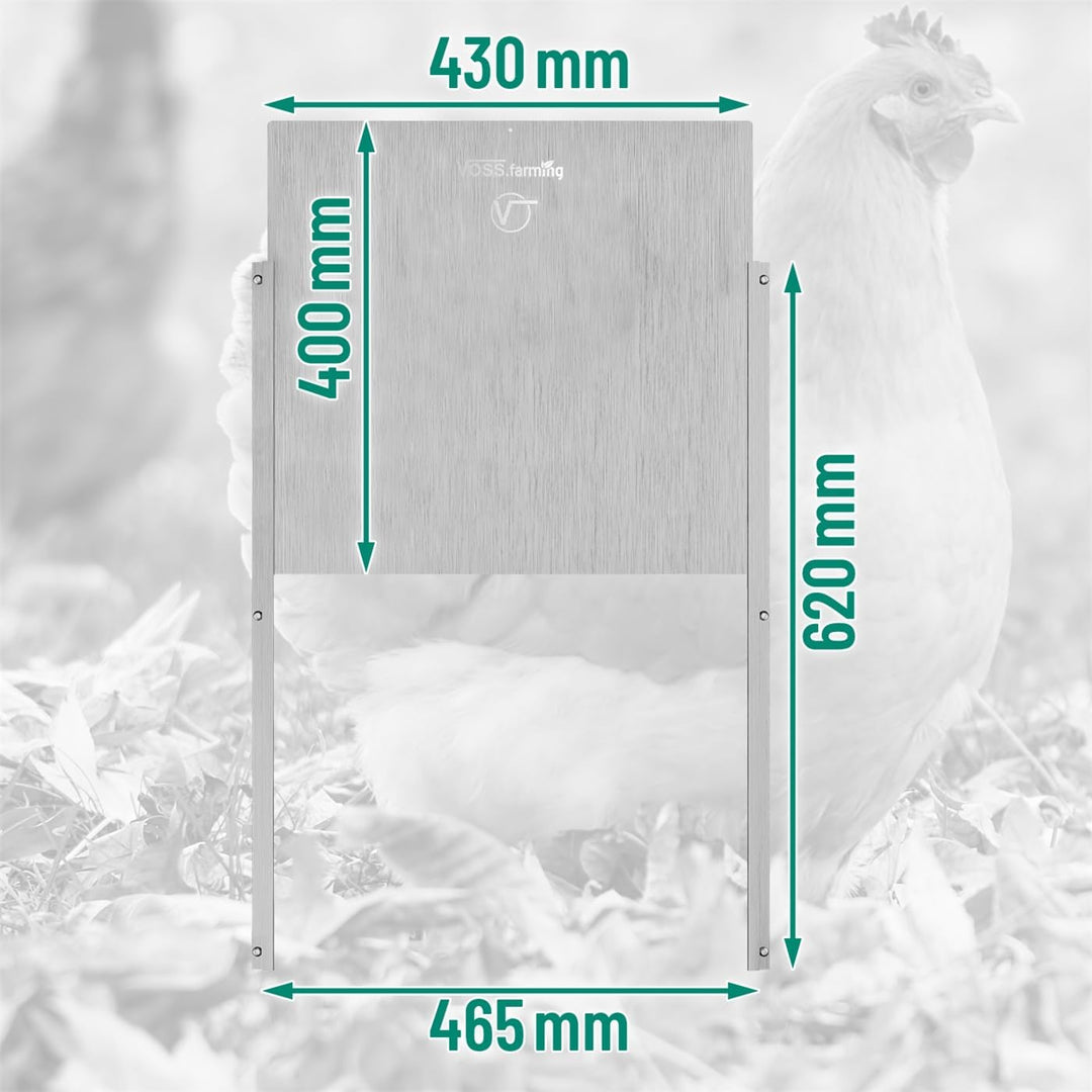 VOSS.farming Hühnerklappe Tür, Hühner-Schiebetür für automatische Hühnerklappe, Alu 430 x 400mm, Hüh