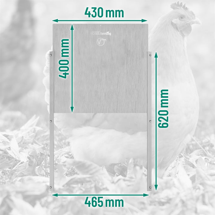 VOSS.farming Hühnerklappe Tür, Hühner-Schiebetür für automatische Hühnerklappe, Alu 430 x 400mm, Hüh