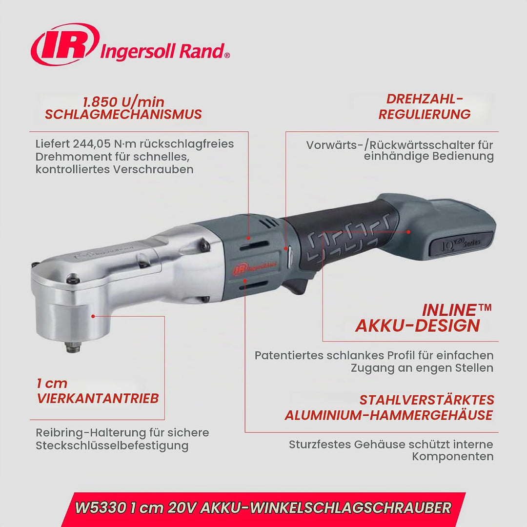 Ingersoll Rand W5330-3/8" 20V Akku Ratschenschrauber für Schwerlast und 90 Grad Winkel, leistungssta