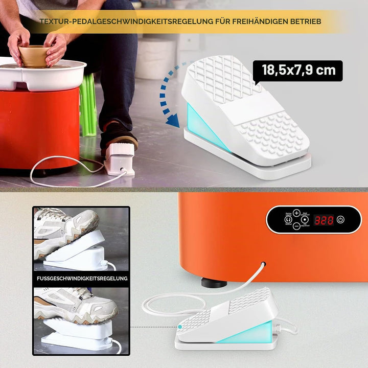 Verbesserte elektrische Töpferscheibe mit LCD-Anzeige 25CM 350W Keramikarbeit Tonhandwerk Doppelte K