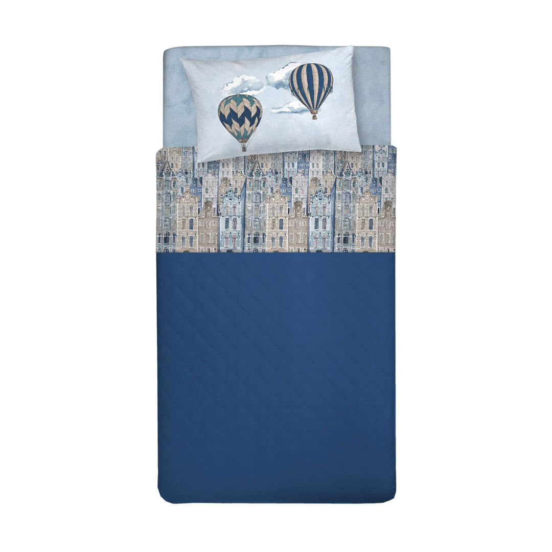 PENSIERI DELICATI Bettwäsche Set Einzelbett 100% Baumwolle, Einzelbett 90x200 Inklusive Bodenblech,