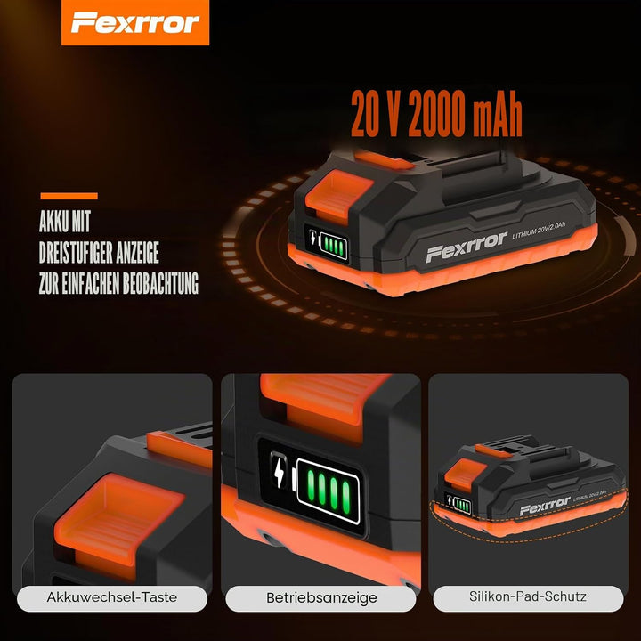 Akku Multifunktionswerkzeug, Fexrror Oszillationswerkzeug mit 2000 mAh Akku und Ladegerät, 6-Stufige