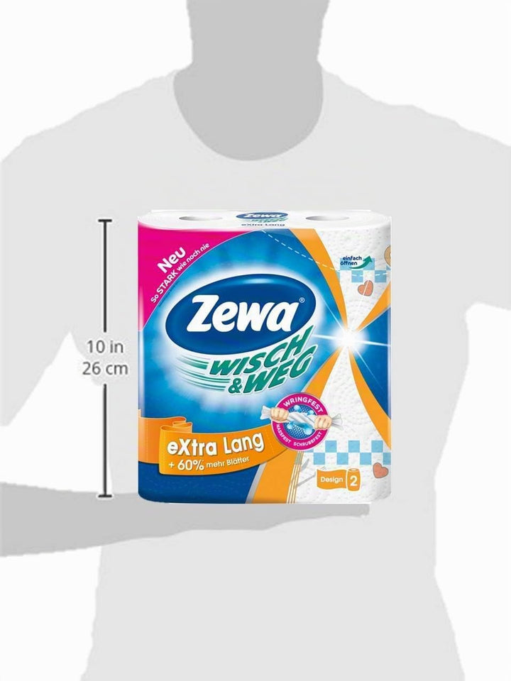 Zewa Wisch und Weg Riesen Küchenrollen Extra Lang, saugstarke Wischtücher, 3 x 2 Rollen (6 x 72 Blat
