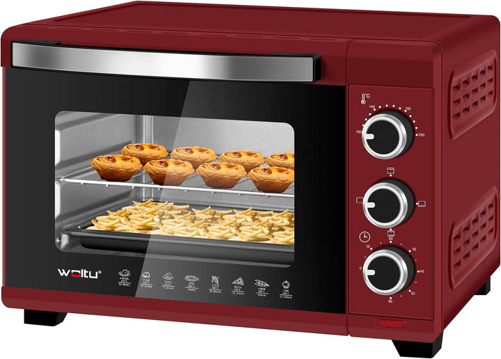 WOLTU Mini Backofen 21 L, elektrischer Minibackofen, Miniofen, Pizzaofen, 1280 W, 100-230 °C, Timer