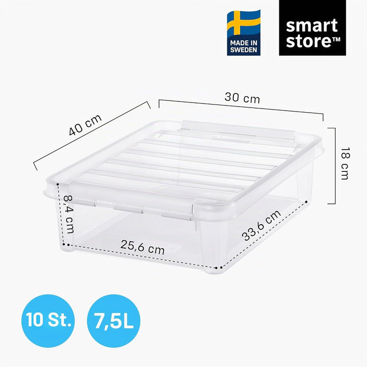 SmartStore Aufbewahrungsbox mit Deckel gross 8 L – 10 transparente und stapelbare Plastik Boxen mit