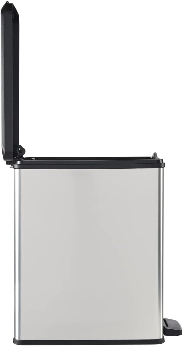 CURVER DECO Bin SLIM 25L Abfalleimer, Plastik, schwarz/silber metallic, 39 x 25 x 45 cm 39 x 25 x 45