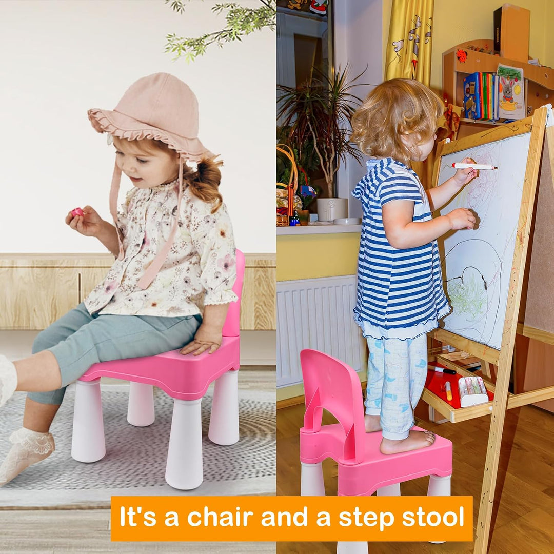 burgkidz Kinder-Schreibtischstuhl - Belastbar 100 kg, rutschfest, Rosa | Ergonomischer Rückenlehne,