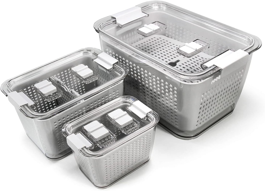 Spesh Frischhaltedosen Set Kühlschrank Organizer Vorratsdosen 3er-Set (0,5L+1,7L+4,5L) Kunststoff Kü