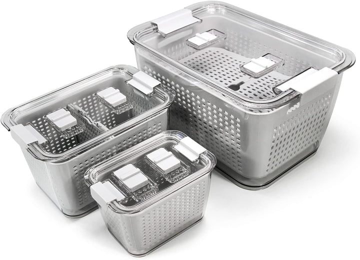 Spesh Frischhaltedosen Set Kühlschrank Organizer Vorratsdosen 3er-Set (0,5L+1,7L+4,5L) Kunststoff Kü