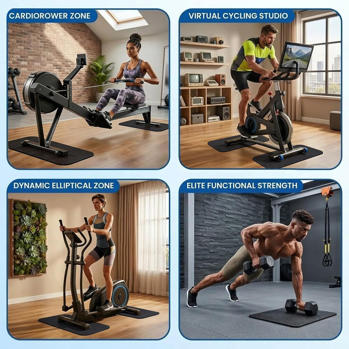 Bodenschutzmatte für Sportgeräte 2 Stück, Anti Rutsch Unterlage für Heimtrainer Fitnessgeräte, PVC L