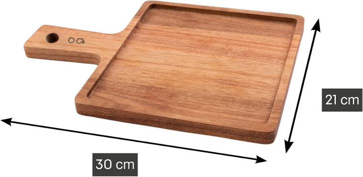 Point-Virgule Hamburgerbrett aus Akazienholz mit Griff 30x25cm