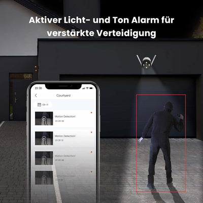 Tenda Überwachungskamera Aussen WLAN, 1080P IP Kamera mit 30m Vollfarb-Nachtsicht, Zwei-Wege-Audio,