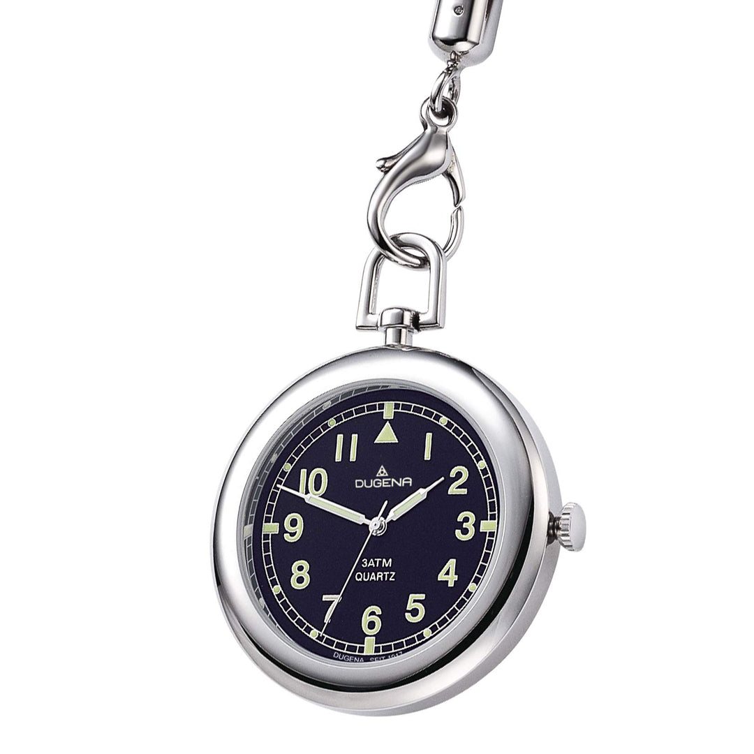 Dugena Herren-Taschenuhr 4149874-1 Lepine, Quarz, schwarzes Zifferblatt, Edelstahlgehäuse poliert, M