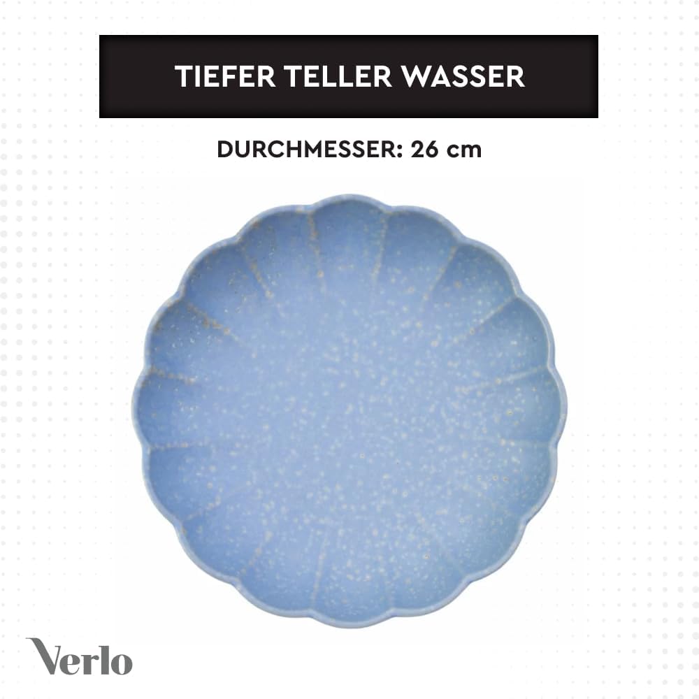 Verlo Porzellanteller tief 26 cm, Fassungsvermögen 1500 ml, Kollektion: Water, Oberfläche: halbmatt,