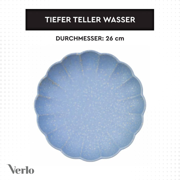 Verlo Porzellanteller tief 26 cm, Fassungsvermögen 1500 ml, Kollektion: Water, Oberfläche: halbmatt,