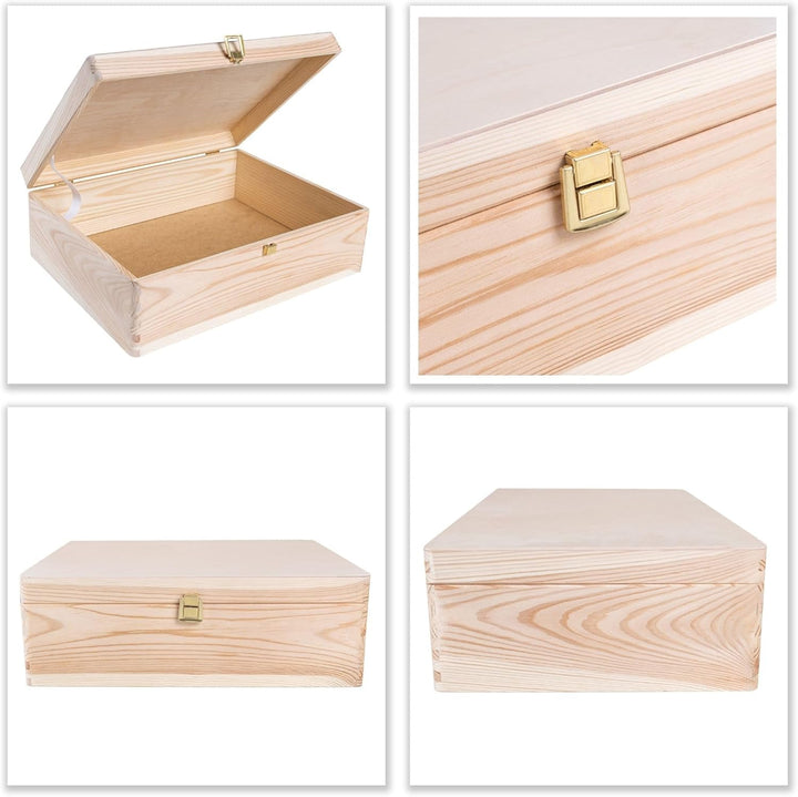 Creative Deco XL Grosse Holzkiste mit Deckel und Schloss | 40x30x14 cm (+/-1cm) | Erinnerungsbox Bab