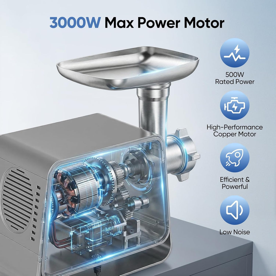 3000 W Elektrischer Fleischwolf, Professioneller Elektrischer Fleischwolf mit 4 Modi &amp; LCD-Display,