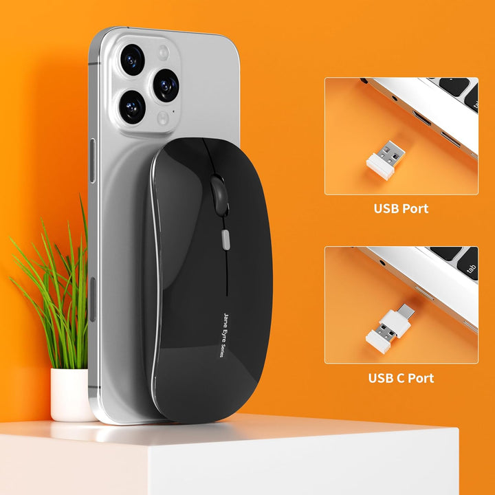 Uiosmuph Q5 Kabellos Maus, Wiederaufladbar Funkmaus 2.4G Leise Funkmaus Ultra Dünn Wireless Computer