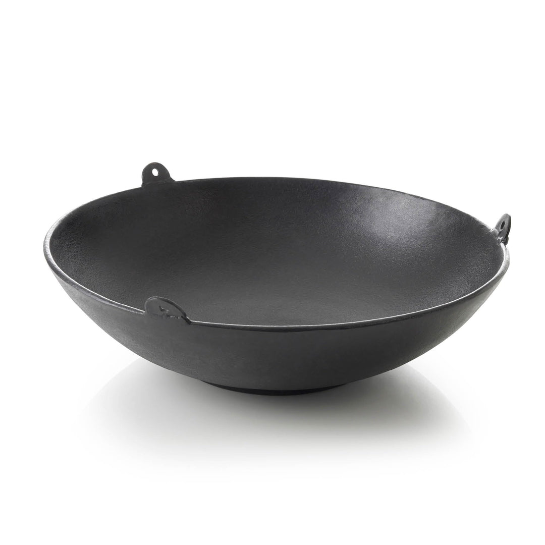 Barbecook Junko Gusseisen Wok zum Befestigen am Schwenkgrill, schwarz, rund, 37 cm