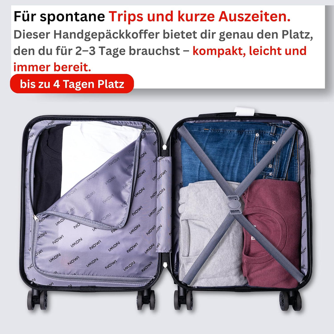 NOWI Bergamo Reisekoffer - Wasserabweisend, 8 Rollen 360° Drehbar, Teleskopgestänge, Voll gefütterte