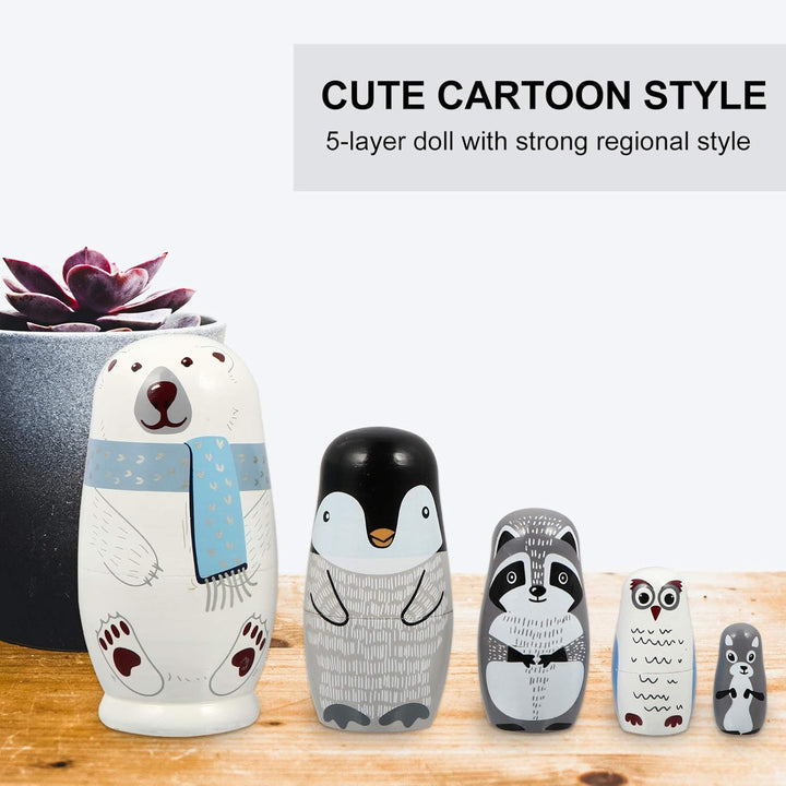 HEALLILY 5 Stück Matryoshka Babuschka Holz Klassisch Russische Matroschka Puppen Bär Figur Verschach