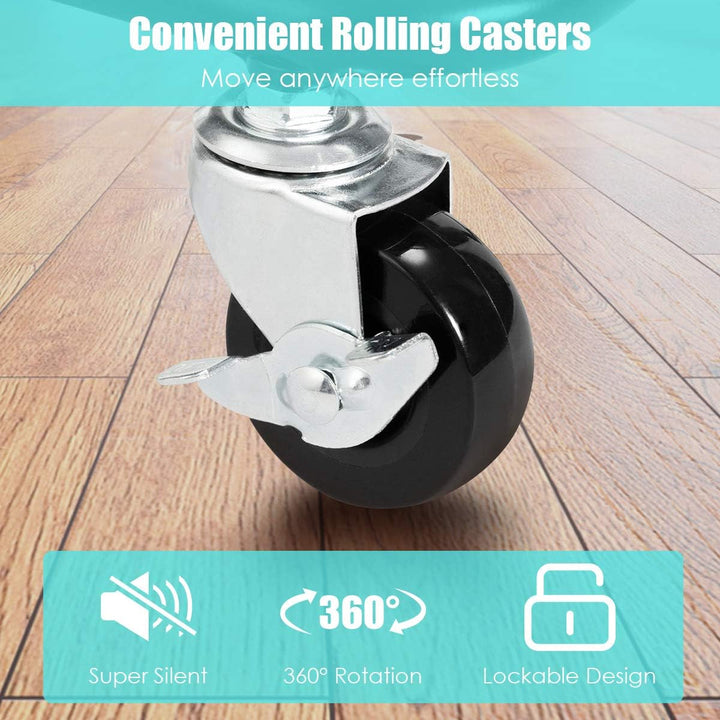 GOPLUS 3-stöckiger Servierwagen mit Rollen, Küchenwagen Metall, Rollwagen für Badezimmer, Küche, Kin