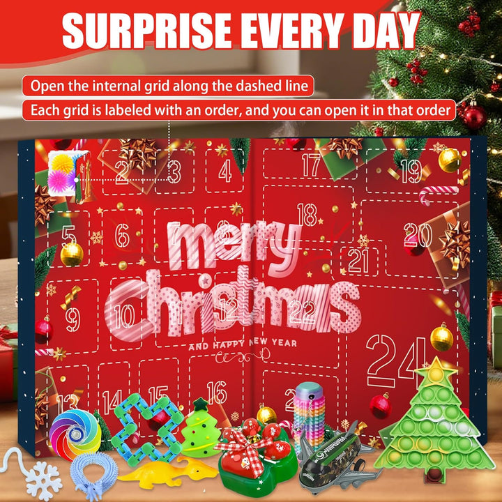 Fidget Toys Adventskalender 2025, 24 Tage Weihnachts Countdown Kalender, Fidget Advent Calendar mit