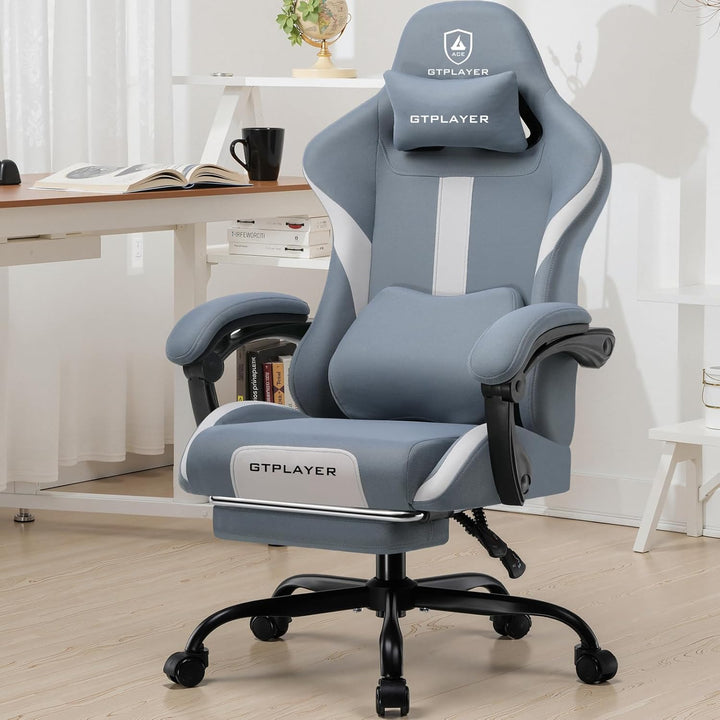 GTPLAYER Gaming Stuhl Bürostuhl Ergonomisch Gaming Sessel mit Kopfstütze und Cloud-Lendenkissen, Gep