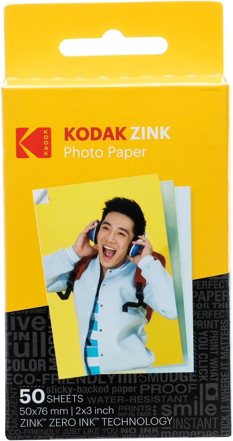 KODAK Step Drucker Drahtloser mobiler Fotodrucker + Kodak Zink Photo Paper, 50 x 76 mm, Sofortbildfi