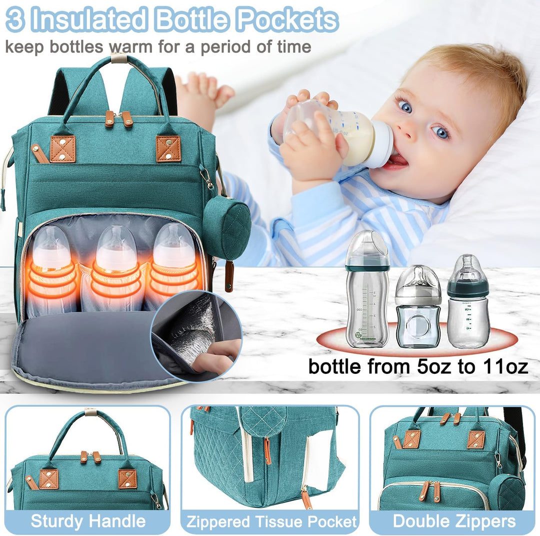 SHITIESHOU Diaper Bag Backpack Baby Bag, Baby Girl Boy Diaper Bag for Dad Mom with Pad, 16 Pockets G