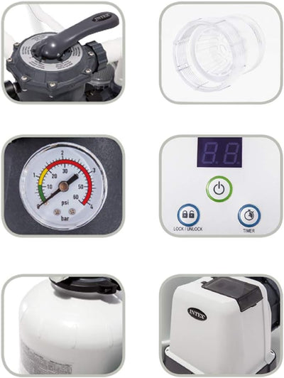 Intex 120 Volt Krystal Clear Salzwa-sser System-26668GS Salzwas-ser, Grau, Schwarz und Weiss, 41x34x