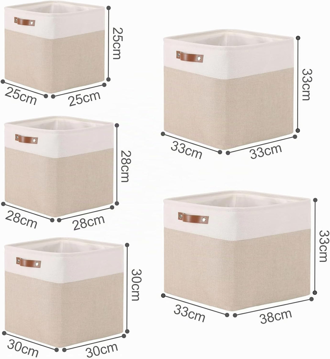 Mangata Collapsible Storage Cube Boxen, 25CM Cube Leinen gewebt Stoff Lagerung Körbe mit Ledergriffe