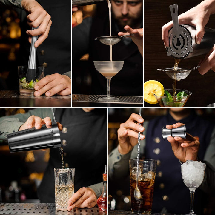 16pcs Cocktail Shaker, Coktailmixset, Cocktail Set Mit Einem Doppelten Jigger, Einer Eiszange, Cockt