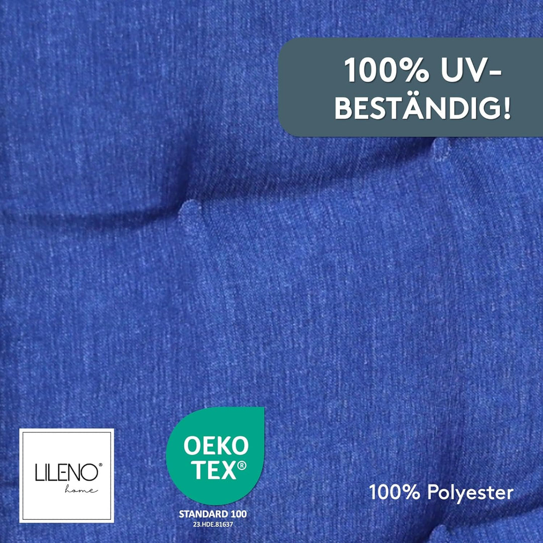 LILENO HOME Gartenstuhl Auflagen als [1er Set - Niedriglehner] in Blau Uni - Bequeme Liegen als Sitz