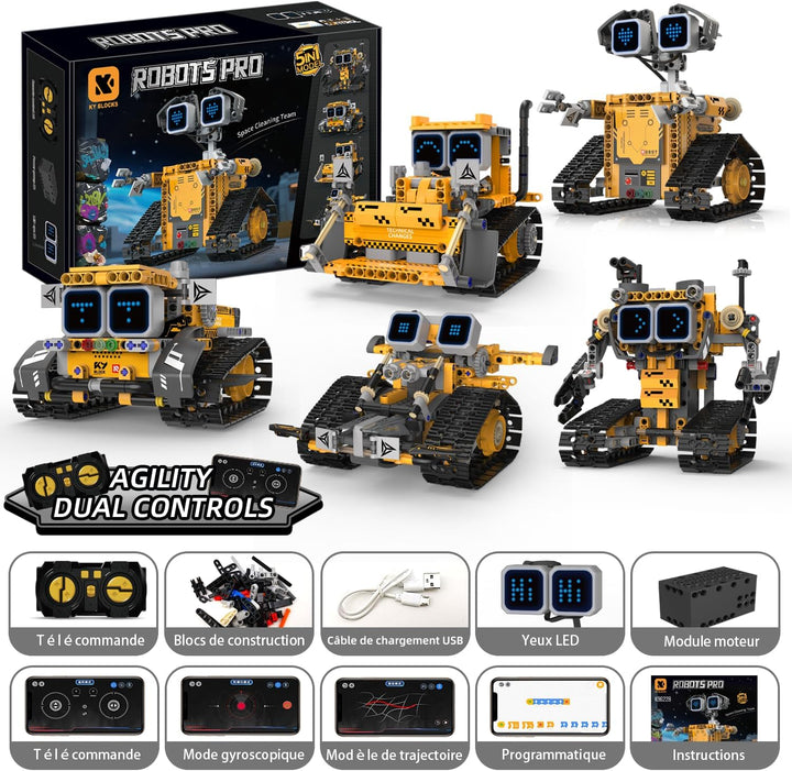 Technik Roboter Bauspielzeug für Kinder, 5 in 1 robots mit App & ferngesteuert Technic Wall robotik