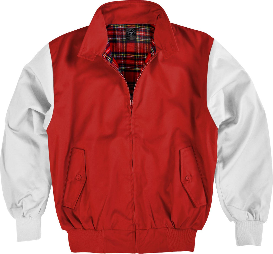 Original GearUp® Harrington Jacke English Style in 12 verschiedenen Designs wählbar L Rot/Weiss, L R