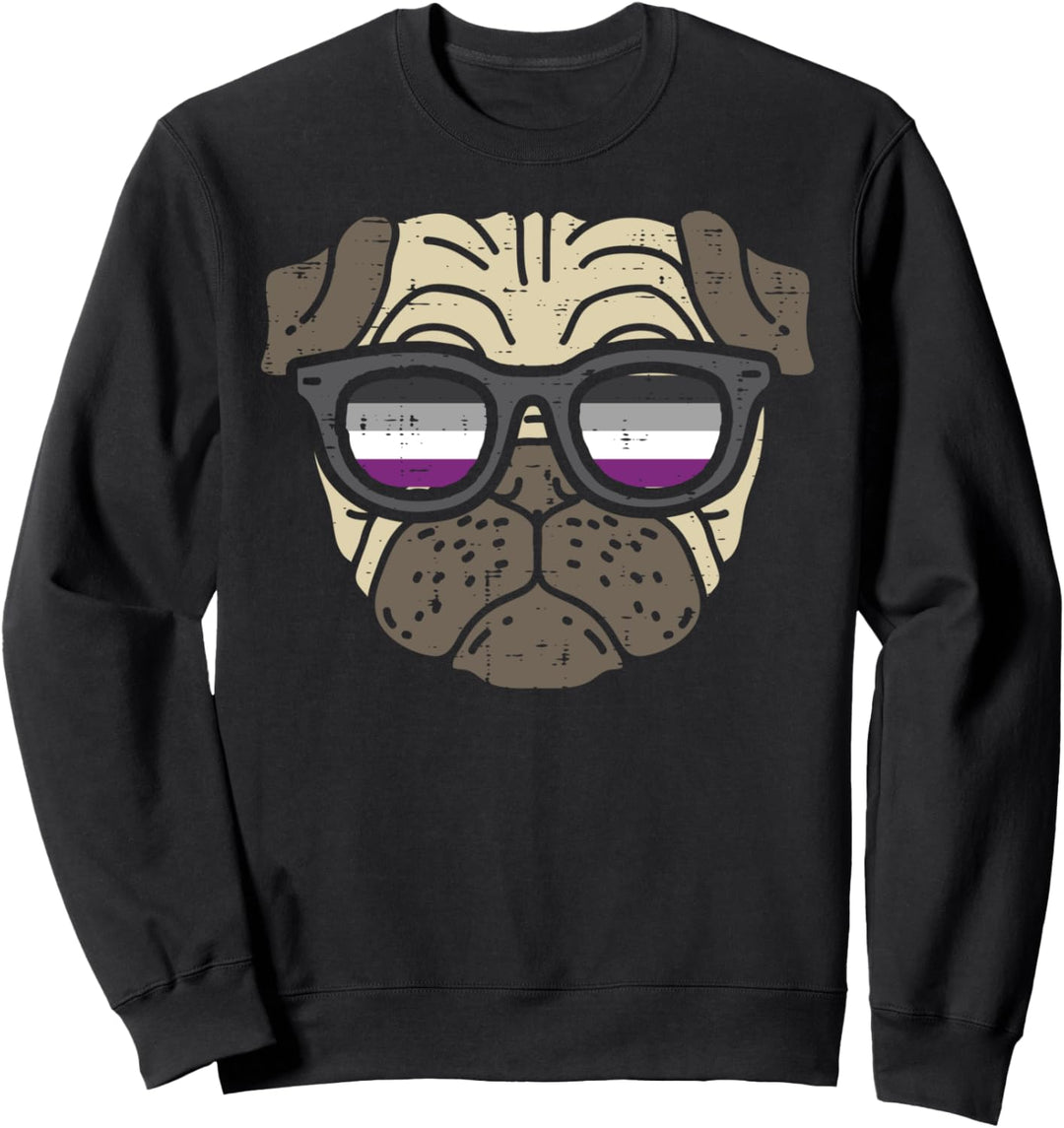 Pug Dog LGBTQ Asexual Flag Ace Pride Ally Dog Lover Men Sweatshirt