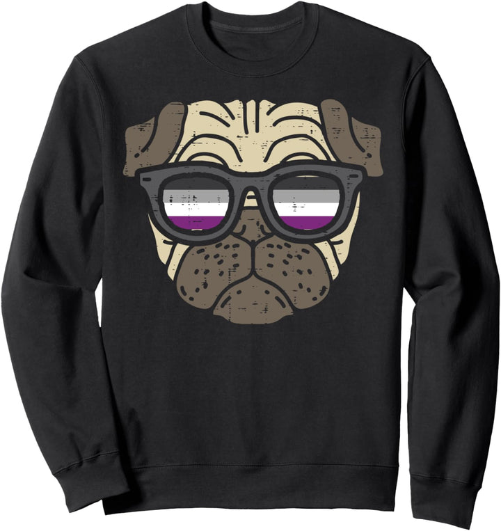 Pug Dog LGBTQ Asexual Flag Ace Pride Ally Dog Lover Men Sweatshirt