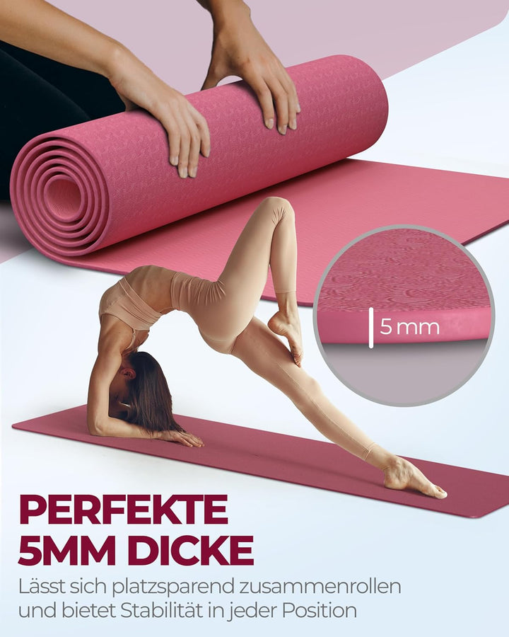 Fitleap Yoga-Matte Pro aus umweltfreundlichem TPE-Schaum. Sehr rutschfeste, schadstofffreie, hypoall