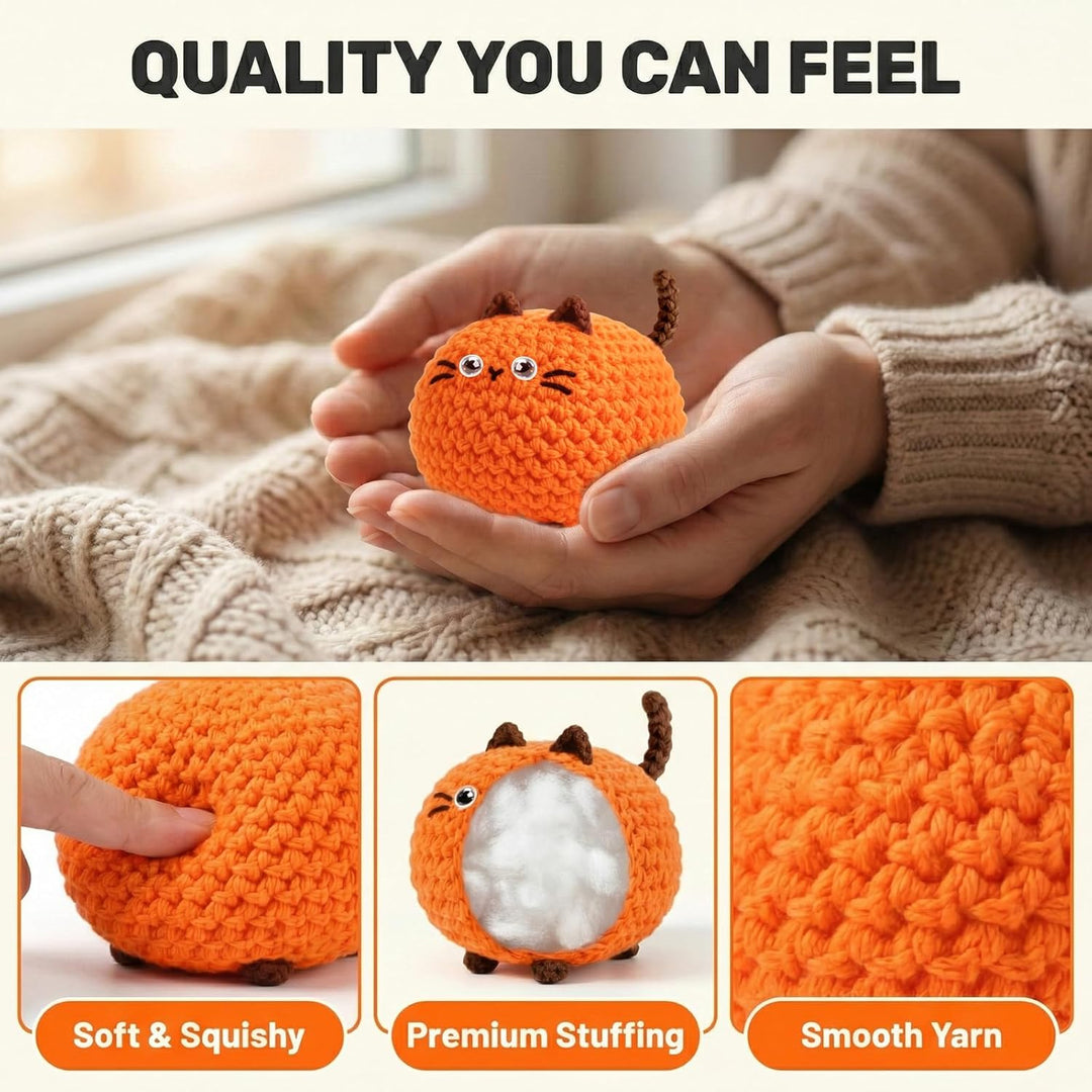 Häkelset Für Anfänger, 4 Stück Crochet Set Amigurumi Katze, Häkelset Stricken Für Anfänger Set Mit V