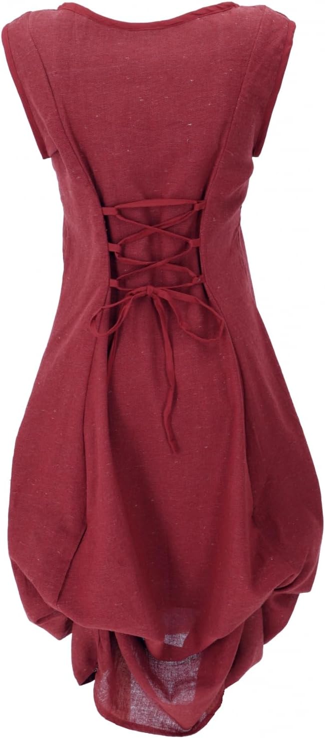 GURU SHOP Langes Wandelbares Sommerkleid, Maxikleid, Damen, Baumwolle 38 Rot, 38 Rot
